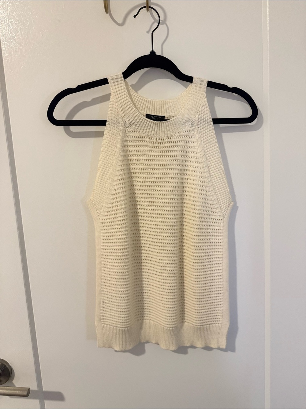 Ann Taylor Cream Knit Racerback Tank